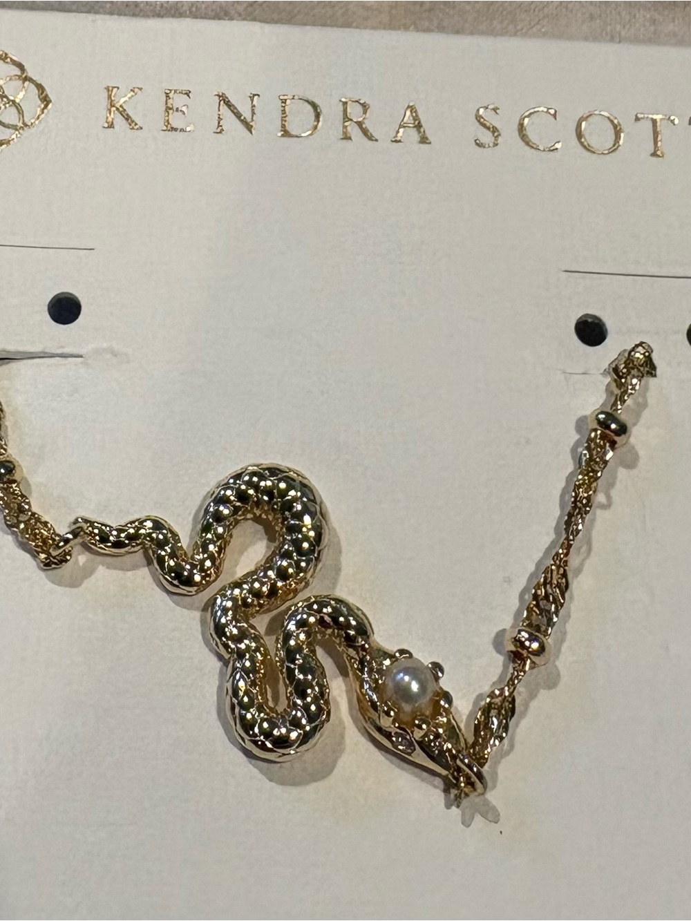 Kendra Scott Gold Snake Pendant Necklace with Pearl Accent